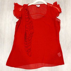 Worthington Women's Red Silky Sheer Top - Medium